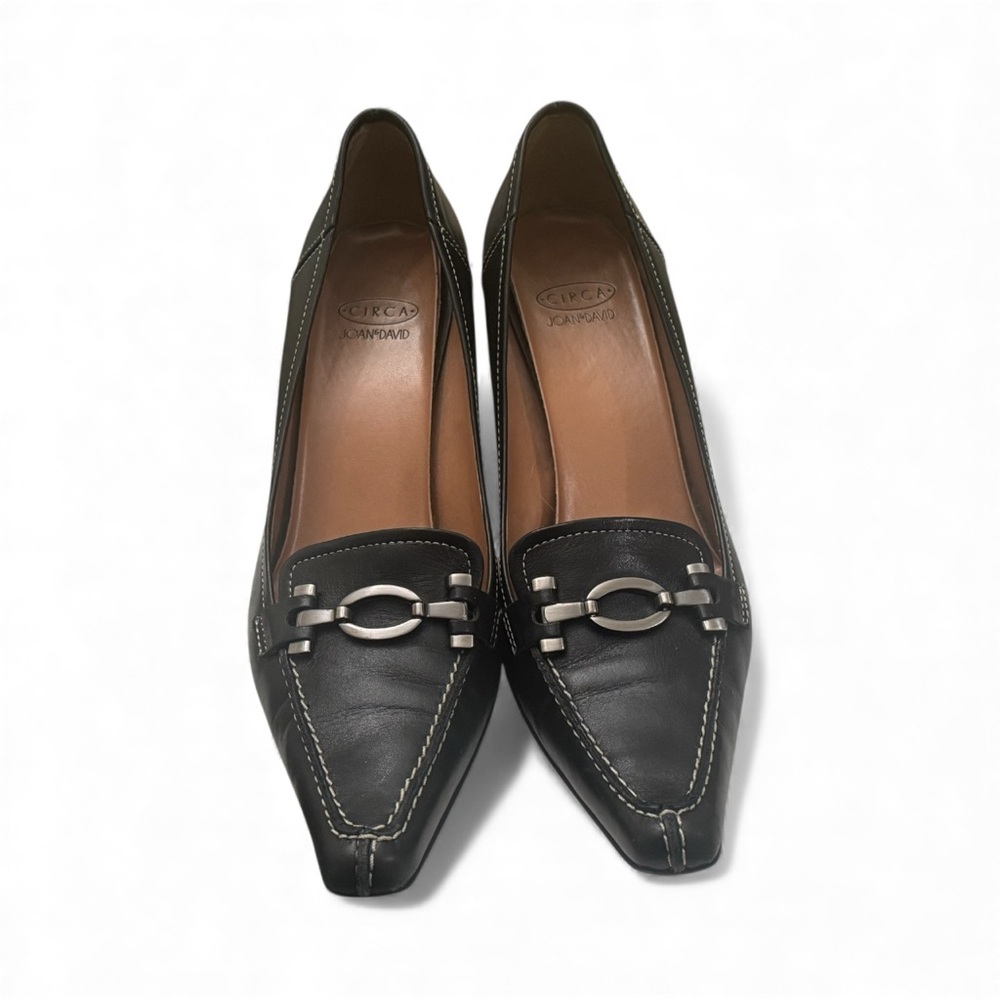 Circa Joan & David Black Leather Kitten‎ Heel Pumps